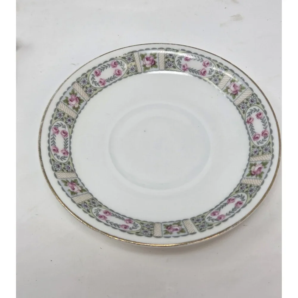 KPM Germany Antique‎ Porcelain Tea Set Creamer Sugar 2 Cups Saucers Rose 1900s